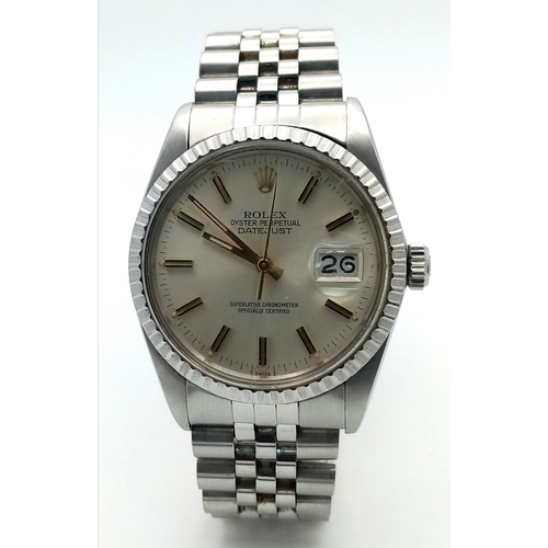 17 - A Rolex Oyster Perpetual Datejust Gents Watch. Model 16030. Stainless steel bracelet and case - 36mm... 