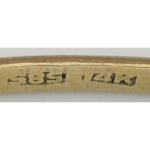 527 - A 14K Yellow Gold Thin Bangle. 3mm width. 62mm inner diameter. 5.05g.