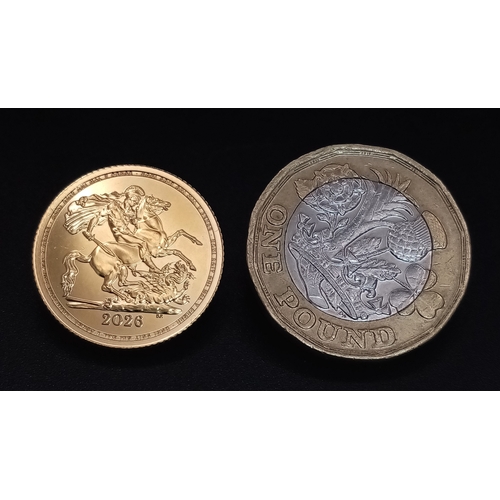1187 - A 2026, KING CHARLES III, HALF SOVEREIGN COIN. IDEAL GIFT FOR A BIRTH OF A NEW CHILD THIS YEAR. 22K ... 