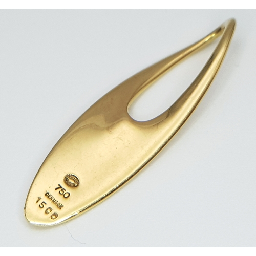 34 - A GEORG JENSEN, 18K YELLOW GOLD, REGITZE OVERGAARD DESIGNED, ZEPHYR PENDANT. TOTAL WEIGHT 6G. SC 907... 