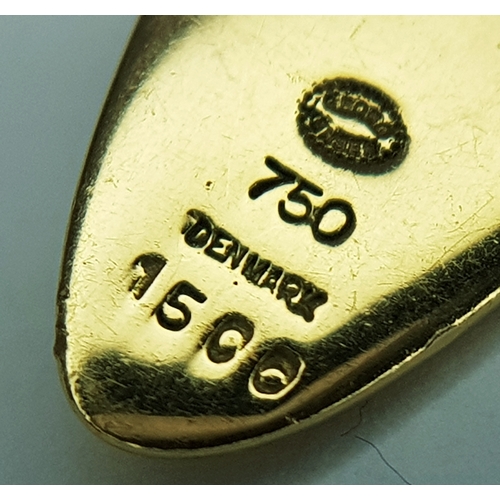 34 - A GEORG JENSEN, 18K YELLOW GOLD, REGITZE OVERGAARD DESIGNED, ZEPHYR PENDANT. TOTAL WEIGHT 6G. SC 907... 