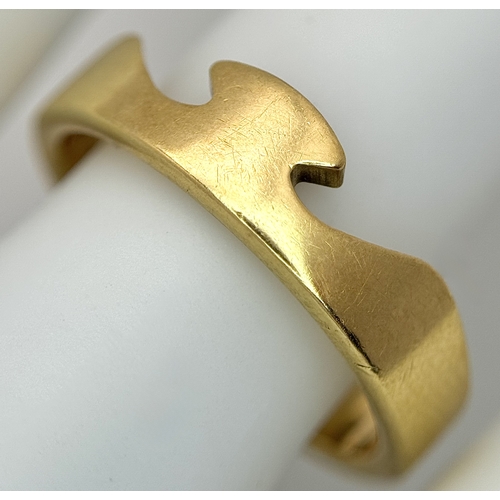 41 - A GEORG JENSEN, 18K YELLOW GOLD, FUSION RING. Size P. 6.1G WEIGHT. SC 9071
