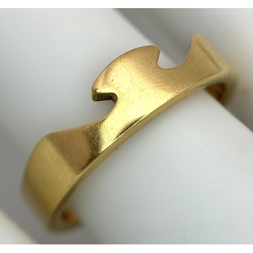 41 - A GEORG JENSEN, 18K YELLOW GOLD, FUSION RING. Size P. 6.1G WEIGHT. SC 9071