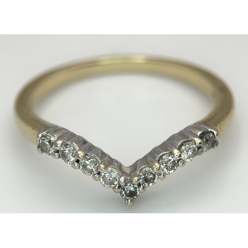 530 - A 9K YELLOW GOLD, DIAMOND SET, WISHBONE RING. 0.26CT WEIGHT. TOTAL WEIGHT 1.8G, SIZE N. SC 9008