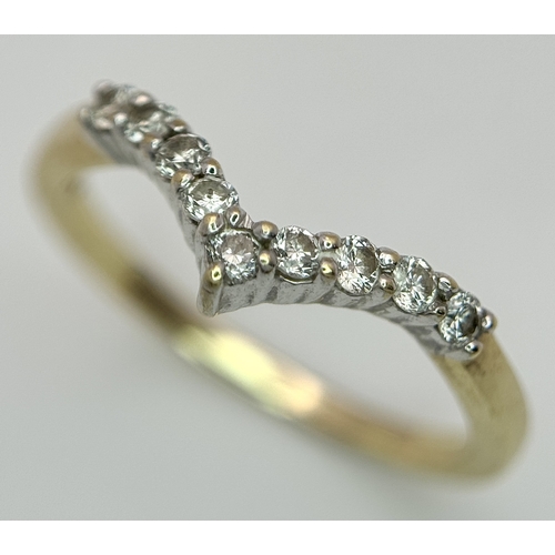 530 - A 9K YELLOW GOLD, DIAMOND SET, WISHBONE RING. 0.26CT WEIGHT. TOTAL WEIGHT 1.8G, SIZE N. SC 9008