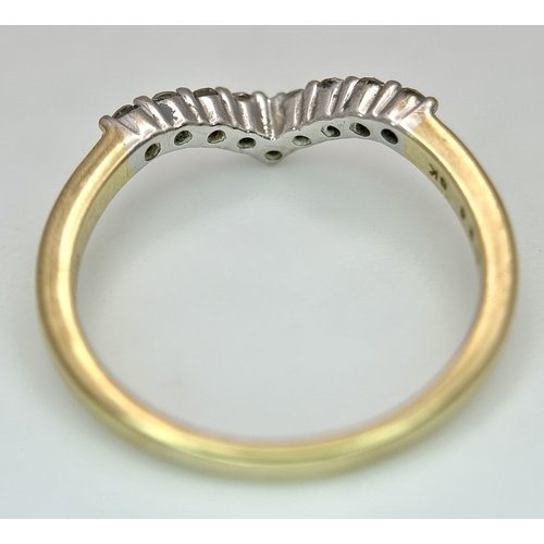 530 - A 9K YELLOW GOLD, DIAMOND SET, WISHBONE RING. 0.26CT WEIGHT. TOTAL WEIGHT 1.8G, SIZE N. SC 9008