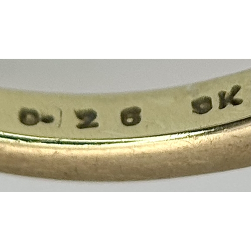530 - A 9K YELLOW GOLD, DIAMOND SET, WISHBONE RING. 0.26CT WEIGHT. TOTAL WEIGHT 1.8G, SIZE N. SC 9008