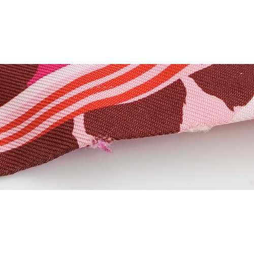 550 - Two Hermès “Jaguar Quetzal” Twilly Scarves. In a vibrant pink, rose and bordeaux colour palette with... 