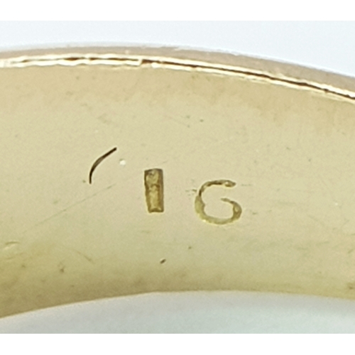 6 - AN 18K YELLOW GOLD, DIAMOND SET, GYPSY SET RING. TOTAL WEIGHT 4.7G. SC 9056