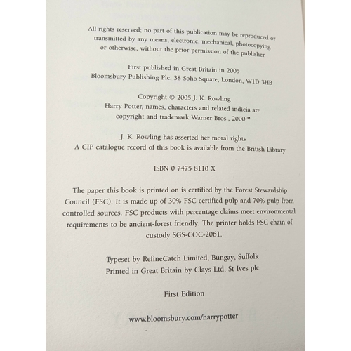 524 - A Parcel of Three First Edition Harry Potter Books Including the misprint edition of Harry Potter an... 