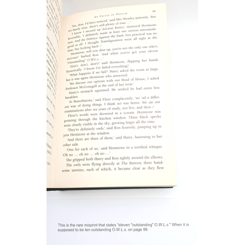 524 - A Parcel of Three First Edition Harry Potter Books Including the misprint edition of Harry Potter an... 