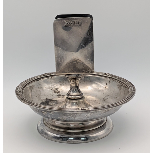 533 - WW2 German Silver-Plated Desk Top Match Box Holder & Ashtray with Heer (Army) Eagle.