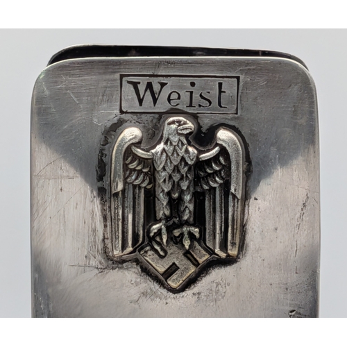 533 - WW2 German Silver-Plated Desk Top Match Box Holder & Ashtray with Heer (Army) Eagle.