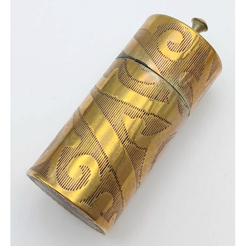 511 - Antique BRASS GUN CARTRIDGE VESTA CASE  5 cm x 2.3 cm.