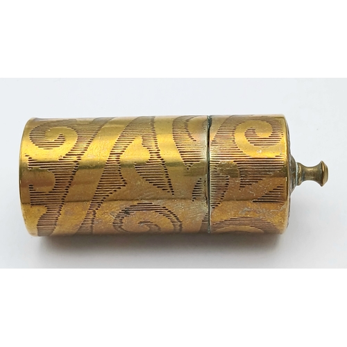 511 - Antique BRASS GUN CARTRIDGE VESTA CASE  5 cm x 2.3 cm.