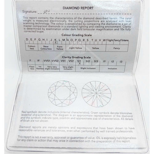 512 - A 0.38ct Round Brilliant Cut Diamond. Colour K, SI1 Clarity. Comes with the IDL report.