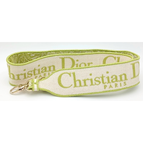 501 - A Christian Dior Green and White Lady D-Lite Bag. Toile de jouy embroidered textile exterior with go... 