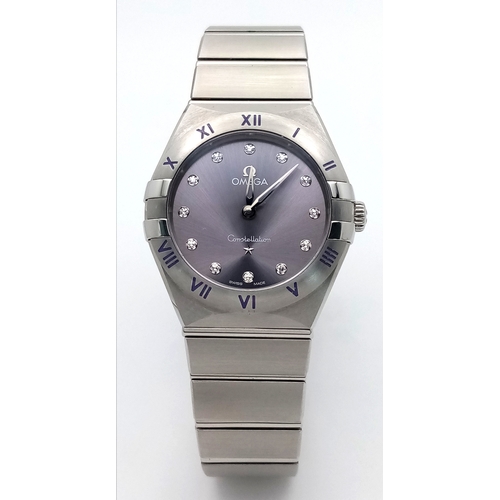 522 - An Omega Constellation Quartz Ladies Watch. Model 13110886060002. Stainless steel bracelet and case ... 