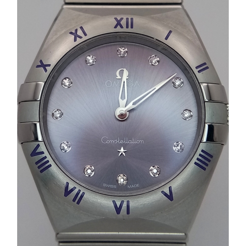 522 - An Omega Constellation Quartz Ladies Watch. Model 13110886060002. Stainless steel bracelet and case ... 