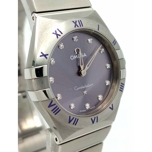 522 - An Omega Constellation Quartz Ladies Watch. Model 13110886060002. Stainless steel bracelet and case ... 