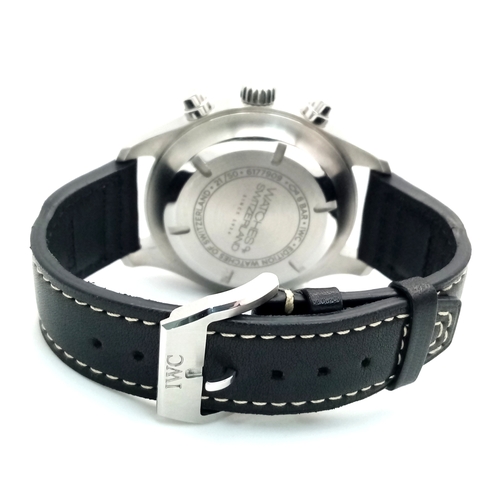 536 - An IWC Pilot's Double Chronograph Automatic Gents Watch. Limited edition 21/50. Black leather strap.... 