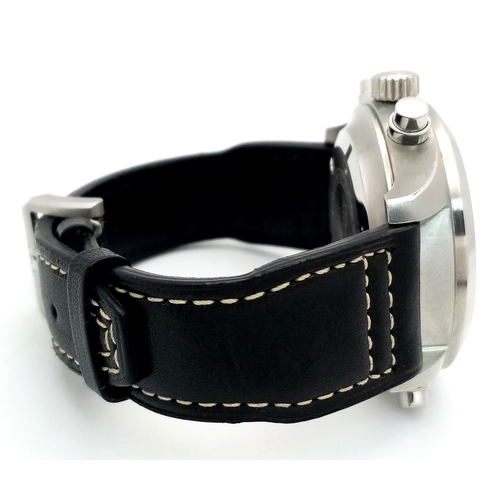 536 - An IWC Pilot's Double Chronograph Automatic Gents Watch. Limited edition 21/50. Black leather strap.... 