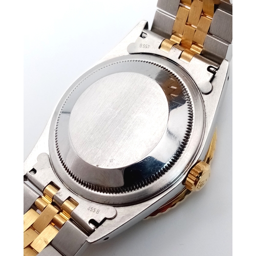 1062 - A Highly Collectible Rolex Datejust Turn-O-Graph Automatic Gents Watch. Jubilee bi-metal bracelet an... 