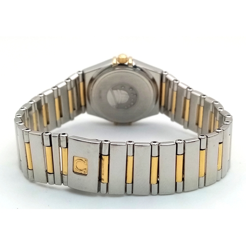 1184 - A Bi-Metal Omega Constellation Quartz Ladies Watch. Gold and stainless steel bracelet and case - 26m... 