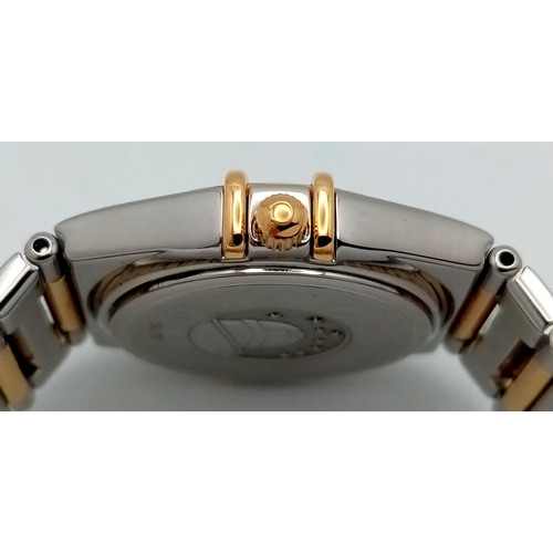 1184 - A Bi-Metal Omega Constellation Quartz Ladies Watch. Gold and stainless steel bracelet and case - 26m... 