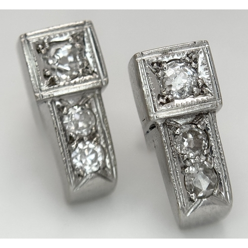 519 - A Pair of Platinum Diamond Stud Earrings. Total Weight 3.92 Grams. Ref: 3-13
