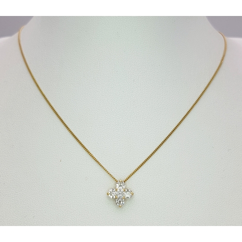 1158 - A Beautiful 1ctw round Brilliant Cut Diamond Cross Pendant on an 18K Yellow Gold Chain necklace. Fiv... 