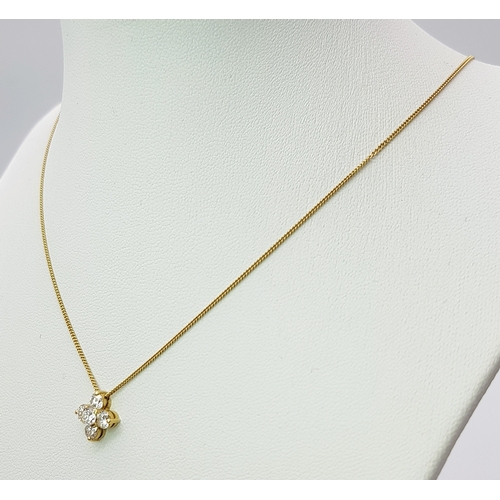 1158 - A Beautiful 1ctw round Brilliant Cut Diamond Cross Pendant on an 18K Yellow Gold Chain necklace. Fiv... 
