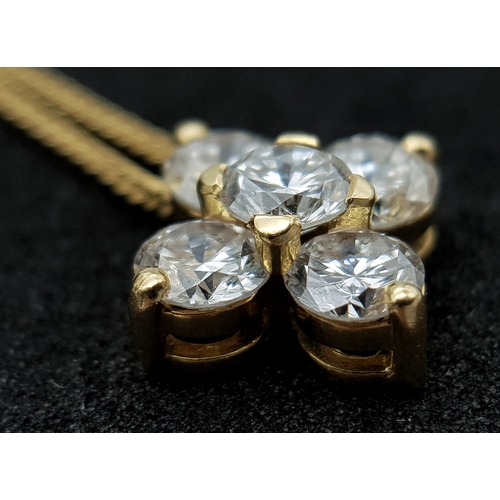1158 - A Beautiful 1ctw round Brilliant Cut Diamond Cross Pendant on an 18K Yellow Gold Chain necklace. Fiv... 
