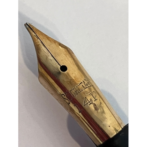 7 - Vintage CONWAY STEWART FOUNTAIN PEN  ‘No 480’ . Large 14 CARAT GOLD NIB. Burgundy marble finish. Ple... 