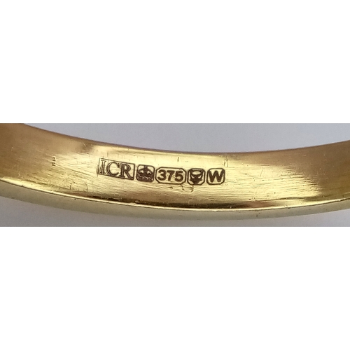 1207 - A 9K Yellow Gold and Diamond Half Eternity Ring. Size L 1/2. 1.44g. Ref: 4.3