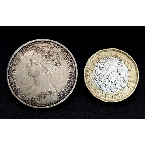 552 - A Very Fine Condition 1873 Queen Victoria Gothic Silver Florin coin. Graded on the Sheldon Scale. We... 