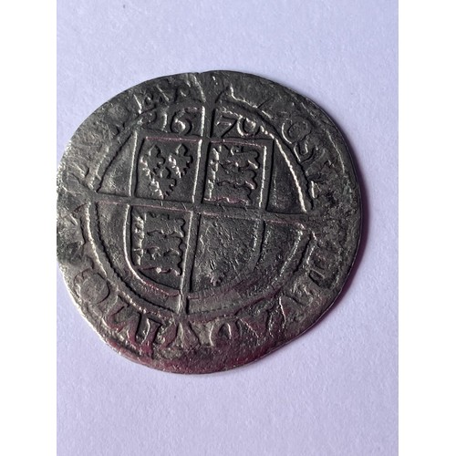 1195 - 1570 ELIZABETH I  SILVER SIXPENCE coin. CORONET MINTMARK. Please see pictures.