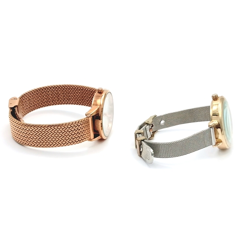 1064 - A PAIR OF LADIES WRISTWATCHES. A RED HERRING, ROSE GOLD TONE, MESH BRACELET WATCH AND A LAURA ASHLEY... 