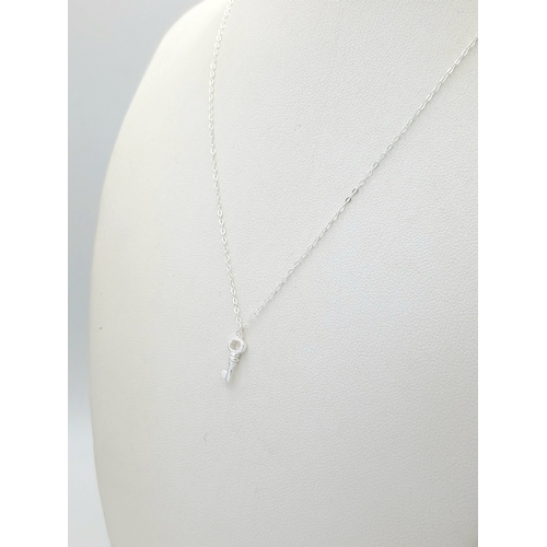 1155 - A STERLING SILVER PADLOCK PENDANT ON CHAIN ALONG WITH ANOTHER STERLING SILVER KEY PENDANT ON CHAIN. ... 