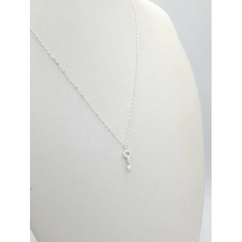 1155 - A STERLING SILVER PADLOCK PENDANT ON CHAIN ALONG WITH ANOTHER STERLING SILVER KEY PENDANT ON CHAIN. ... 