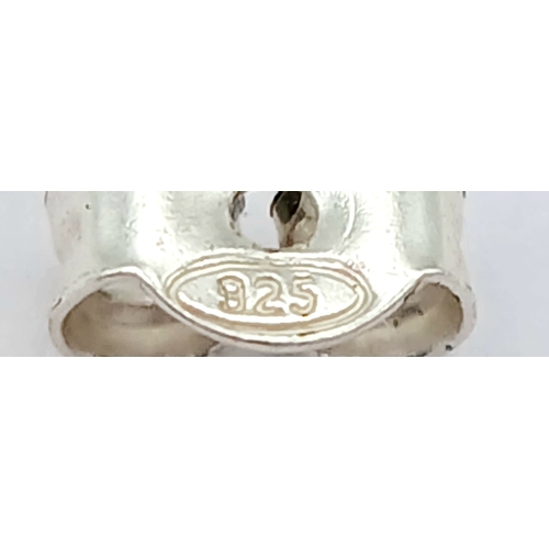 1162 - A SELECTION OF 4 PAIRS OF, STERLING SILVER, DIFFERENT SIZES, STONE SET STUD EARRINGS. TOTAL WEIGHT 3... 