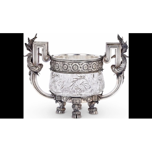 1666 - BOLIN, RUSSIA, CIRCA 1900: AN IMPRESSIVE SILVER AND CUT GLASS PUNCH BOWLthe large and impressive pun... 