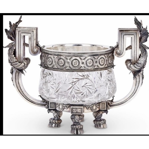 1666 - BOLIN, RUSSIA, CIRCA 1900: AN IMPRESSIVE SILVER AND CUT GLASS PUNCH BOWLthe large and impressive pun... 
