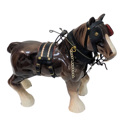 1876 - A vintage hand made, wooden Gypsy caravan with a china horse. A lovely item with great detail.