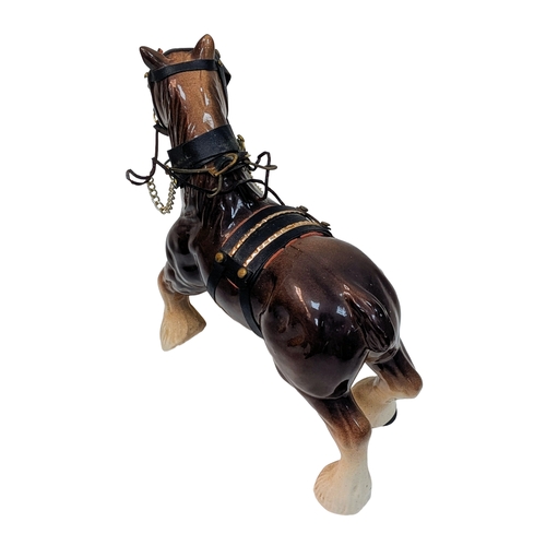 1876 - A vintage hand made, wooden Gypsy caravan with a china horse. A lovely item with great detail.