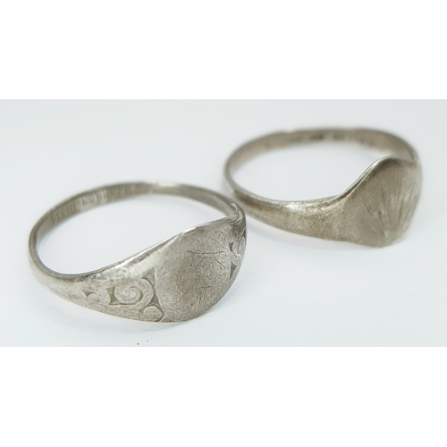 136 - 2X small sterling silver band rings. Total weight 2.3G. Size I