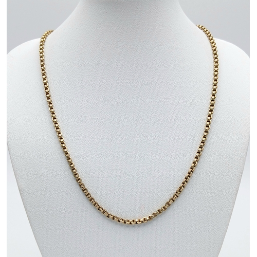 141 - A 9K Yellow Gold (tests as) Belcher Link Chain/Necklace. 40cm. 7.56g.