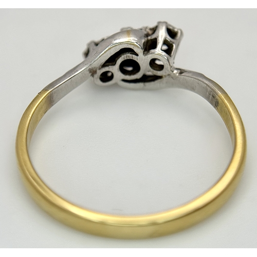 147 - Antique  18 CARAT GOLD RING with DIAMONDS set in PLATINUM. 3.15 Grams. Size Q - Q 1/2.