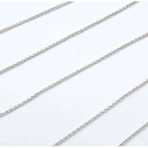 156 - An 18K White Gold and White Stone Pendant on an 18K White Gold Chain. 2.5cm and 40cm. 2.75g. Ref: 1.... 