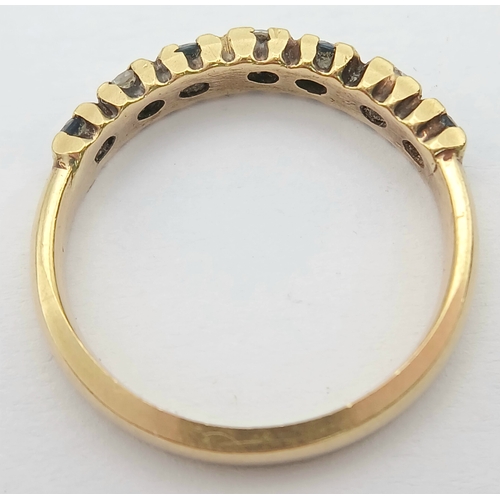 161 - Classic 18 CARAT GOLD, SAPPHIRE and DIAMOND, 7 STONE RING. Full UK hallmark. 3.35 Grams. Size L 1/2 ... 